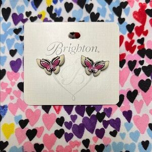 Brighton Pink and Silver Butterfly Earrings